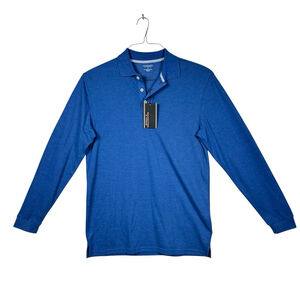 Roundtree & Yorke Blue Long Sleeve Polo Shirt Mens Size Small